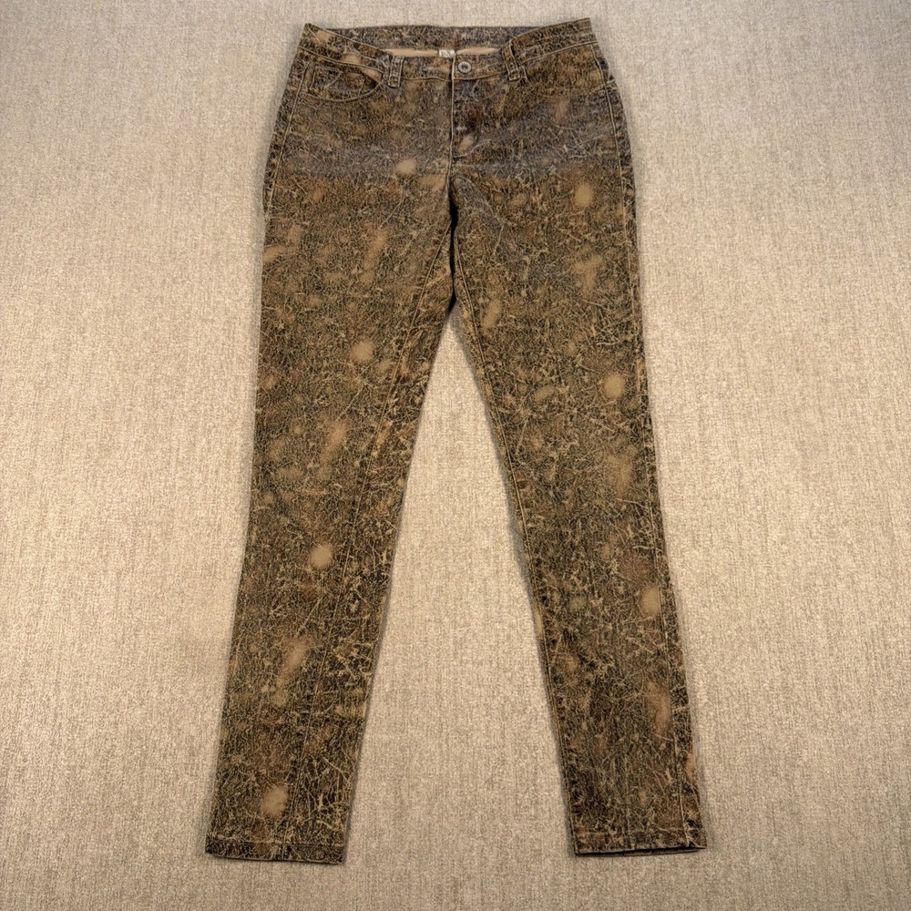Y2K Tempo Paris Skinny Jeans Women's Small Acid Wash Camo Print Grunge Moto